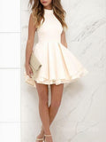 A-Line Halter Short Stretch Crepe Homecoming Dresses