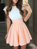 A-Line Jewel Short Chiffon Homecoming Dresses