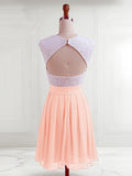 A-Line Jewel Short Chiffon Homecoming Dresses