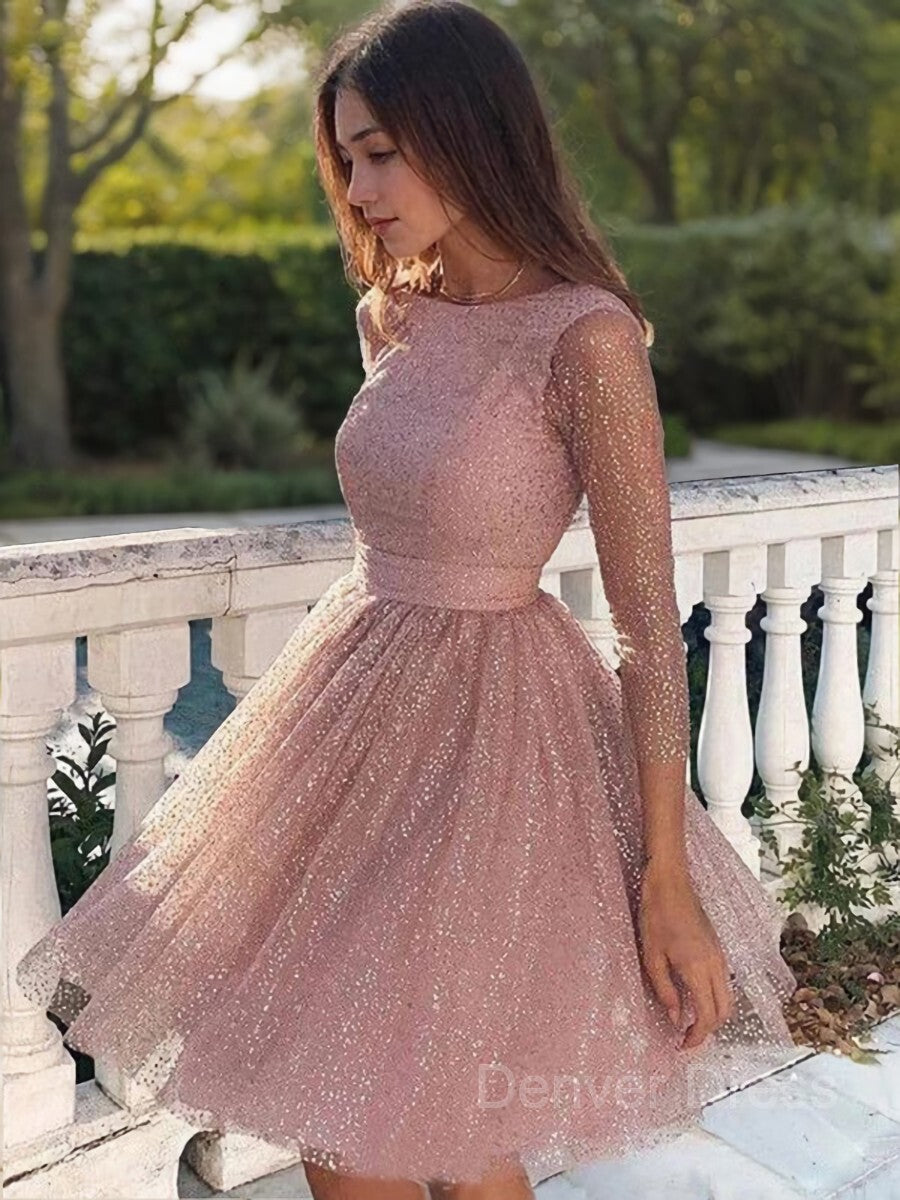 A-Line Scoop Short Sequins Homecoming Dresses