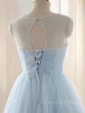 A-Line Scoop Short Tulle Homecoming Dresses With Beading