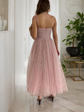 A-Line Spaghetti Straps Ankle-Length Homecoming Dresses