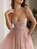 A-Line Spaghetti Straps Ankle-Length Homecoming Dresses