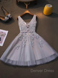 A-Line Straps Short Tulle Homecoming Dresses With Appliques Lace