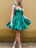 A-Line Sweetheart Short Taffeta Homecoming Dresses With Ruffles