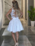 A-Line V-neck Short Tulle Homecoming Dresses With Beading