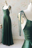 kamahe A Line Thin Straps Green Long Prom Dresses, Green Formal Graduation Evening Dresses