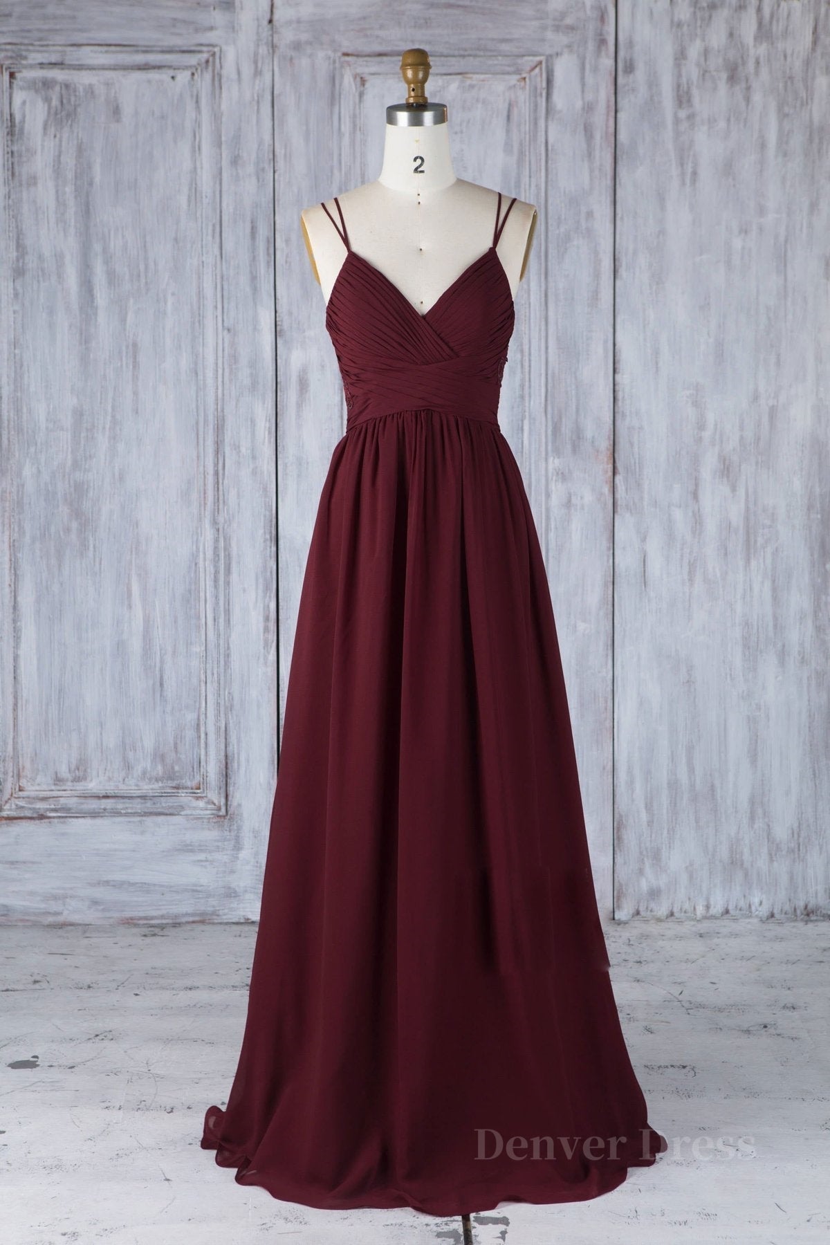 kamahe A Line V Neck Burgundy Chiffon Long Prom Dress with Lace Back, V Neck Lace Back Burgundy Formal Graduation Evening Dress