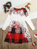 Cute Long Sleeve Fashion Dress - Cinched Waist, Big Swing Skirt, Christmas Fun Print, Comfortable and Stylish for Girls - Perfect for Holiday Parties and Casual Wear