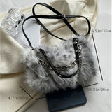 Y2K Plush Hobo Bag For Women, Trendy Chain Crossbody Bag, Fluffy Handbag & Purses