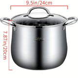 1pc, Steamer Pot, 9.44''/24cm Stainless Steel Steaming And Cooking Integrated Pot With Lid, Universal For Induction Cooker, Gas Stove, And Electric Stove, Kitchen Utensils, Kitchen Gadgets, Kitchen Accessories, Home Kitchen Items