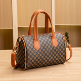 Trendy Geometric Pattern Mini Handbag, PU Leather Boston Bag, Perfect Shoulder Bag For Daily Use