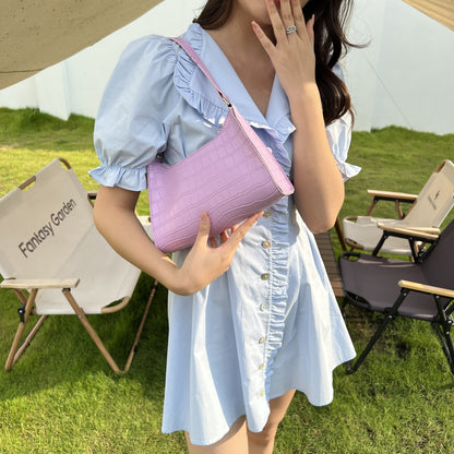 solvbao  1pc New Simple Solid Color Handbag, Stylish Underarm Bag, Cute And Sweet Shoulder Bag, Simple Handbag, Comfortable Underarm Bag, Mobile Phone Bag Wallet, Lipstick Bag Envelope Bag Key Bag, Makeup Bag (9.8*2.8*6.7)inch