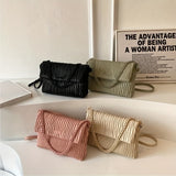 solvbao  Trendy Pleated Embossed Crossbody Bag, PU Leather Square Shoulder Bag, Perfect Underarm Bag For Daily Use