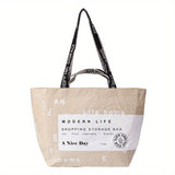 Stylish Letter Print Tote Bag, Large Capacity Shoulder Bag, Versatile Bag For Work