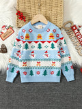 Adorable Toddler Snowman Bell Jacquard Round Neck Knit Pullover - Soft, Warm, and Cozy Sweater for Girls - Fall Winter Season Essential for Kids