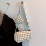 solvbao Houndstooth Crossbody Bag, Fashion Shoulder Bag, Women's Underarm Bag With Round Coin Purse