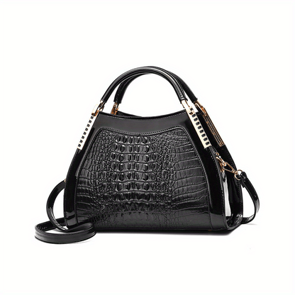 solvbao  Gradient Crocodile Embossed Handbag, Vintage Crossbody Bag, Top Handle Clutch Purse For Women