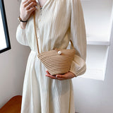 Women's Woven Crossbody Bucket Bag, Straw Bag