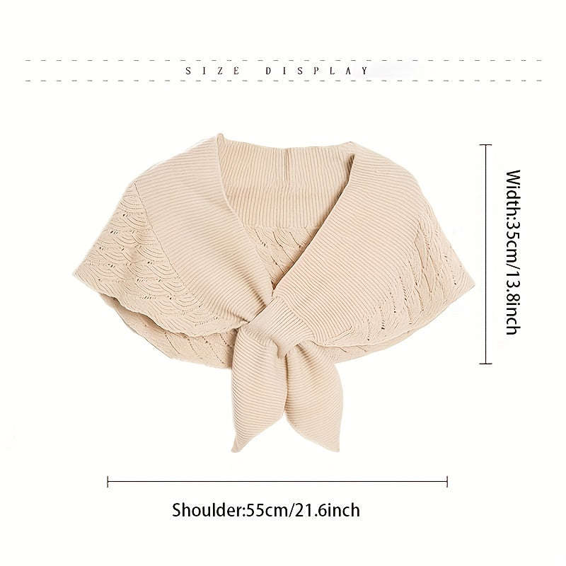 solvbaoFashion Shawl Ladies Hollow Knitting Cape Outer Small Shawl Knitted Vest Shoulder Scarf For Women