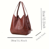 Vintage Shoulder Bag For Women, Stitching Detail Tote Bag, Large Capacity Hobo Bag