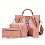 4pcs/set Fashion Large Capacity Hobo Bag, Trendy Crossbody Tote Bag, Women's Casual Handbag, Shoulder Bag & Purse