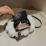 1pc Mini Cute Fluffy Crossbody Bag, Kawaii Plush Shoulder Bag, Women's Fashion Handbag & Purse