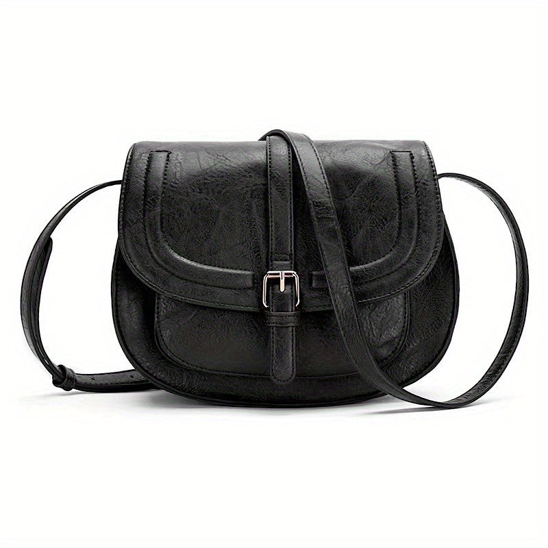 solvbao  Vintage Flap Saddle Crossbody Bag, Retro PU Leather Shoulder Bag, Women's Classic Handbag & Purse