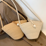 Women's Woven Crossbody Bucket Bag, Straw Bag