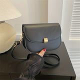 solvbao Minimalist Small Saddle Bag, All-Match Solid Color Flap Shoulder Purse, PU Leather Handbag