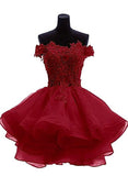 solvbao Cute Organza Short Party Dress with Lace Applique, Graduation Dress