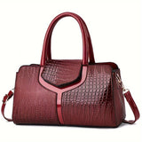 solvbao Crocodile Pattern Handbag, Women's Stitching Crossbody Bag, Elegant Top Handle Satchel Purse