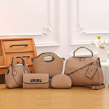 5pcs/set Fashion Top Handle Satchel, Trendy PU Shoulder Bag, Women's Casual Handbag, Crossbody Bag & Clutch Purse