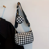 solvbao Houndstooth Crossbody Bag, Fashion Shoulder Bag, Women's Underarm Bag With Round Coin Purse