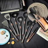 5pcs/13pcs, Silicone Cooking Utensils Set - 446°F Heat Resistant Silicone Kitchen Cooking Tools Gift With Rose Gold-Plated Handles And Holder, BPA FREE Gadgets For Non-Stick Cookware Spatula Set, Kitchen Utensils, Kitchen Supplies