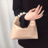 Trendy Ruched Handbags, Women's Chain Crossbody Bag, Faux Pearl Handle Clutch Purse