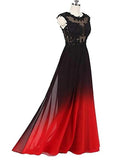 Solvbao Charming Dark Red and Black Chiffon Long Party Dress, A-line Prom Dress