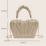 solvbao Crown Shaped Handbag For Women, Studded Rhinestone Crossbody Bag, Creative Chain Box Purse