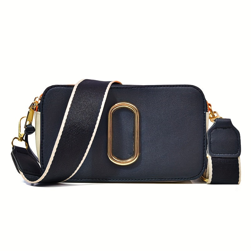 solvbao  Trendy Color Blocking Mini Crossbody Bag, PU Leather Square Shoulder Bag, Perfect Sling Bag For Daily Use