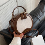 Trendy Crocodile Print Mini Crossbody Bag, PU Leather Round Shoulder Bag, Perfect Sling Bag For Daily Use