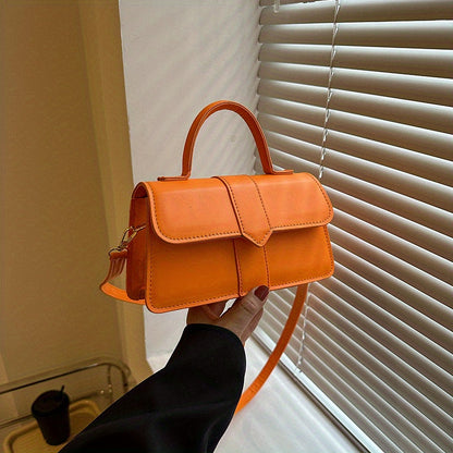 Retro Solid Color Crossbody Bag, Fashion Casual PU Leather Square Handbag, Women's Simple Versatile Shoulder Bag & Purse