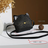 solvbao 1pcs Small Satchel Bag, Glitter Style Kitten Half Round Small Satchel Bag