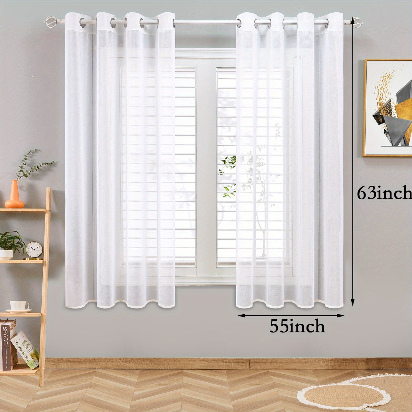 1 Panel Elegant White Tulle Curtain Ring for Home Decor - Perfect for Windows, Sliding Doors, and Festivals with Privacy Function