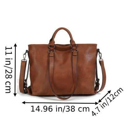 Fashion Classic Vintage Leather Women's Tote Handbag Messenger Bag Document Work Shoulder Crossbody Bag Computer Compartment Bag Travel Bag Valentine'S Birthday Gift