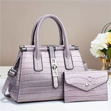 2pcs/set Luxury Crocodile Print Satchel, Fashion Top Handle Tote Bag, Women's Casual Handbag, Shoulder Bag & Clutch Purse