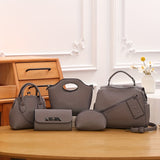 5pcs/set Fashion Top Handle Satchel, Trendy PU Shoulder Bag, Women's Casual Handbag, Crossbody Bag & Clutch Purse