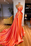 kamahe Amazing Orange Crystal Mermaid Prom Dress With Detachable Train