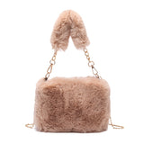 solvbao Cute Plush Handbag For Women, Fashion Chain Crossbody Bag, Autumn And Winter Fluffy Shoulder Bag