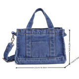 Stylish Denim Canvas Tote Bag, Small Square Crossbody Bag, Top Handle Purses For Street Wear