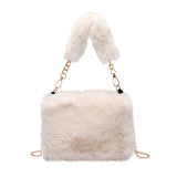 solvbao Cute Plush Handbag For Women, Fashion Chain Crossbody Bag, Autumn And Winter Fluffy Shoulder Bag